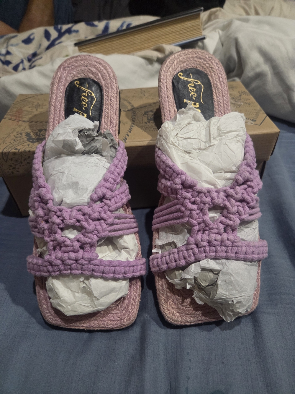Free People Sandri Macrame Lavender Braided Slide Sandals - Women Size 9 - Picture 3 of 7
